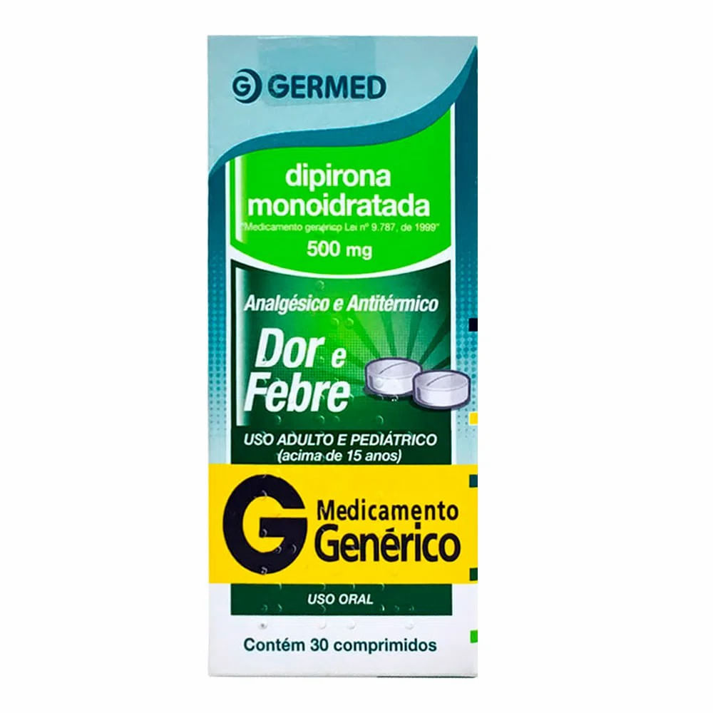 Imagem do produto DIPIRONA MONOIDRATADA GERMED GENERICOS 3 BLOCOS COM 10 COMPRIMIDOS