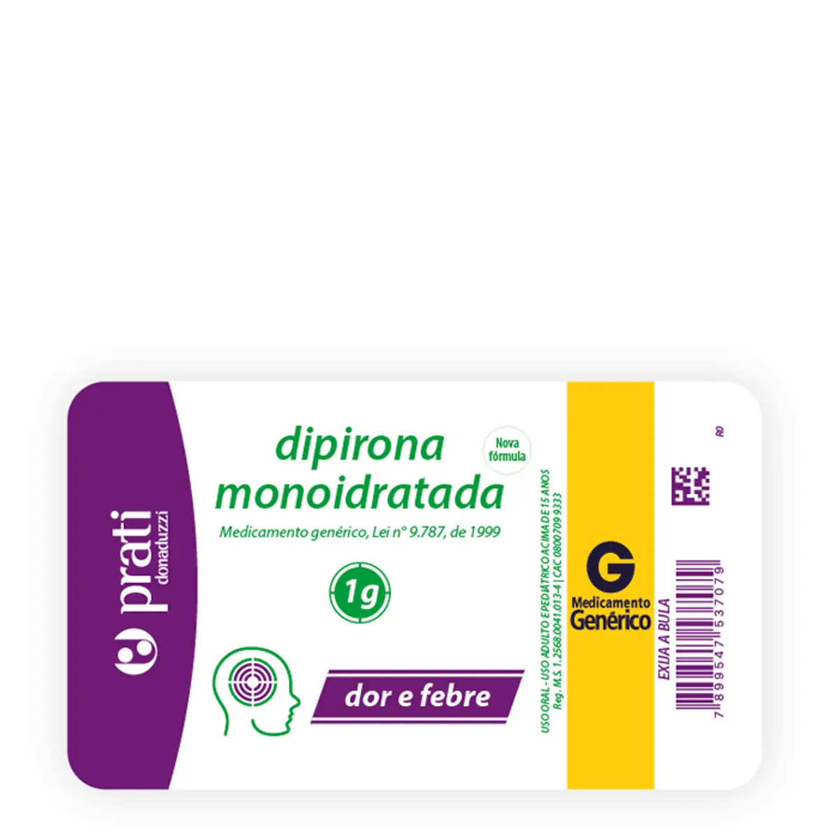 Thumbnail de DIPIRONA SODICA 1000MG PRATI DONADUZZI GENERICO CAIXA COM 80 COMPRIMIDOS