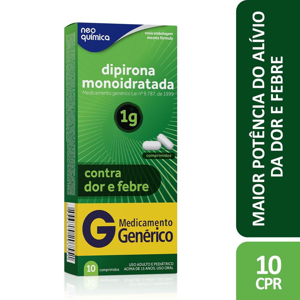 Thumbnail de DIPIRONA SODICA 1G NEO QUIMICA GENERICO CAIXA COM 10 COMPRIMIDOS