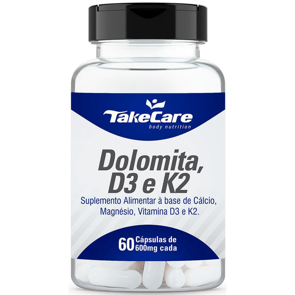 Imagem do produto DOLOMITA COM VITAMINA D3 E K2 600MG TAKE CARE COM 60 CAPSULAS
