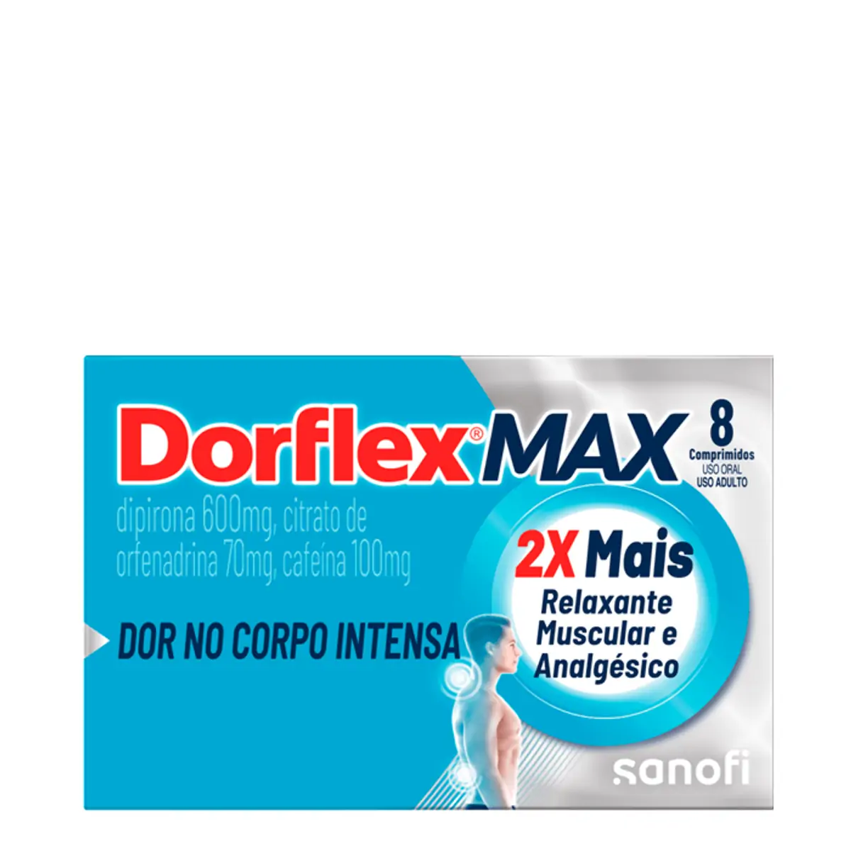 Thumbnail de DORFLEX MAX 600MG+70MG+100MG CAIXA COM 8 COMPRIMIDOS