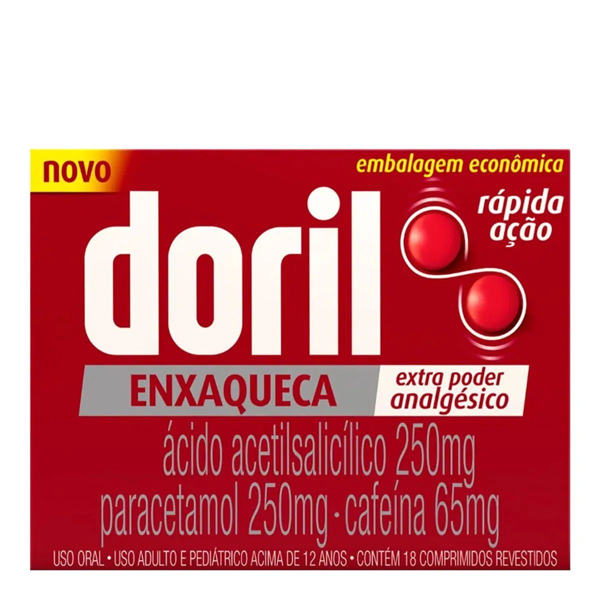 Thumbnail de DORIL ENXAQUECA 250MG+250MG+65MG CAIXA COM 18 COMPRIMIDOS REVESTIDOS