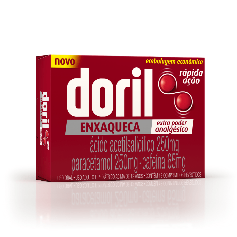 DORIL ENXAQUECA 250MG+250MG+65MG CAIXA COM 18 COMPRIMIDOS REVESTIDOS