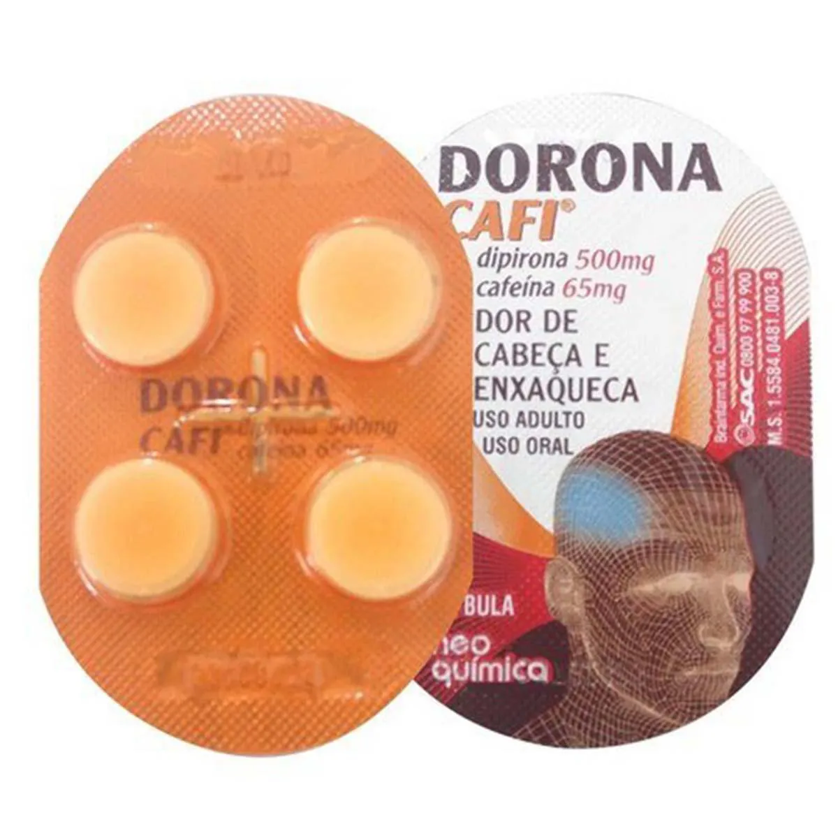 DORONA CAFI 500MG+65MG CAIXA COM 4 COMPRIMIDOS