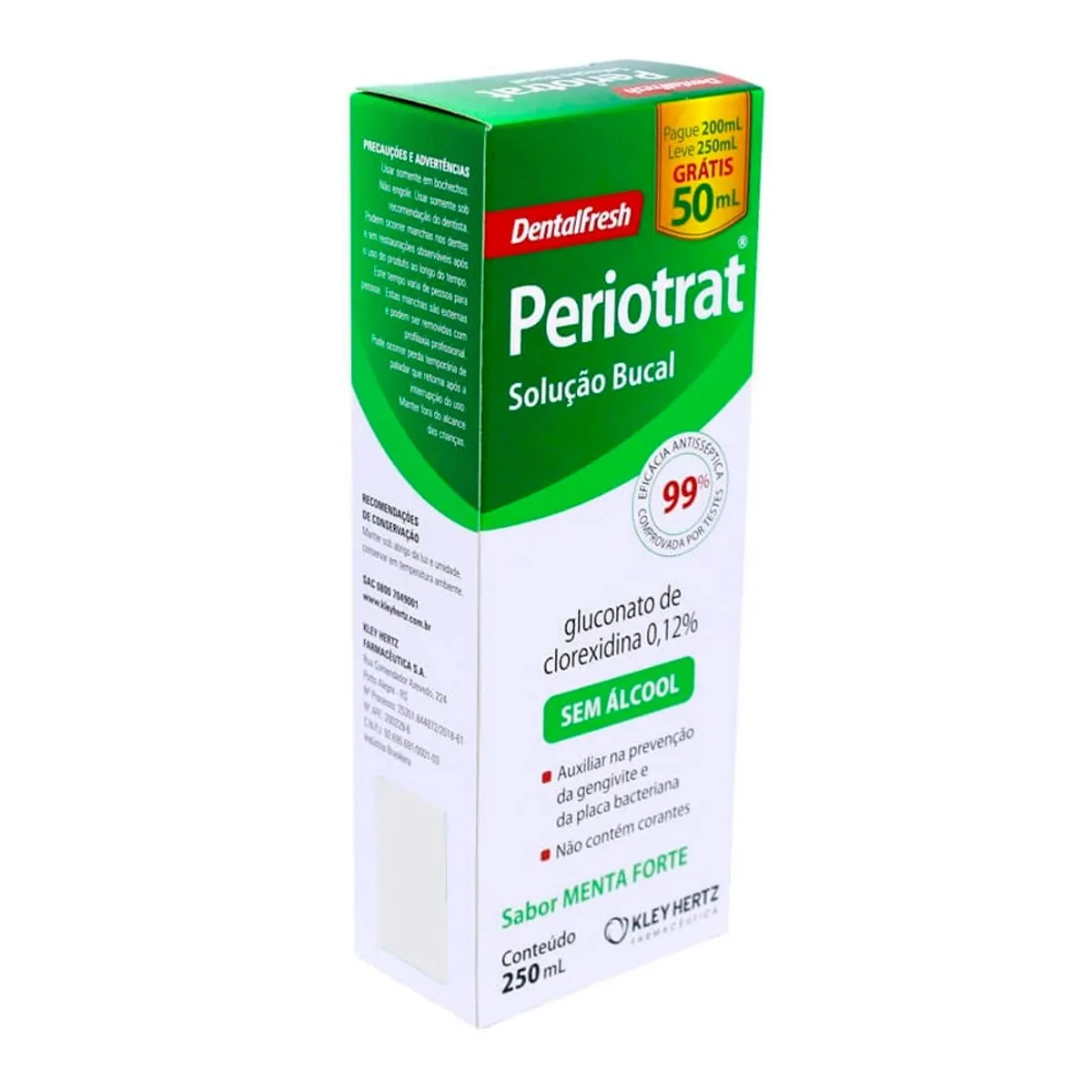 ENXAGUANTE BUCAL PERIOTRAT MENTA FORTE SEM ALCOOL 250ML