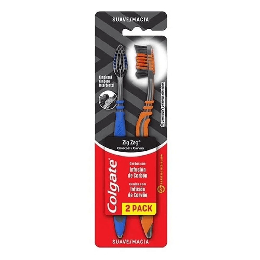 Imagem do produto ESCOVA DENTAL COLGATE ZIG ZAG CHARCOAL COM 2 UNIDADES
