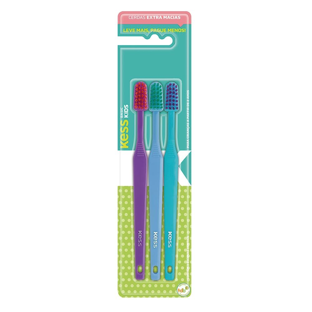 Imagem do produto ESCOVA DENTAL INFANTIL KESS COMBO KIDS BASIC COM 3 UNIDADES