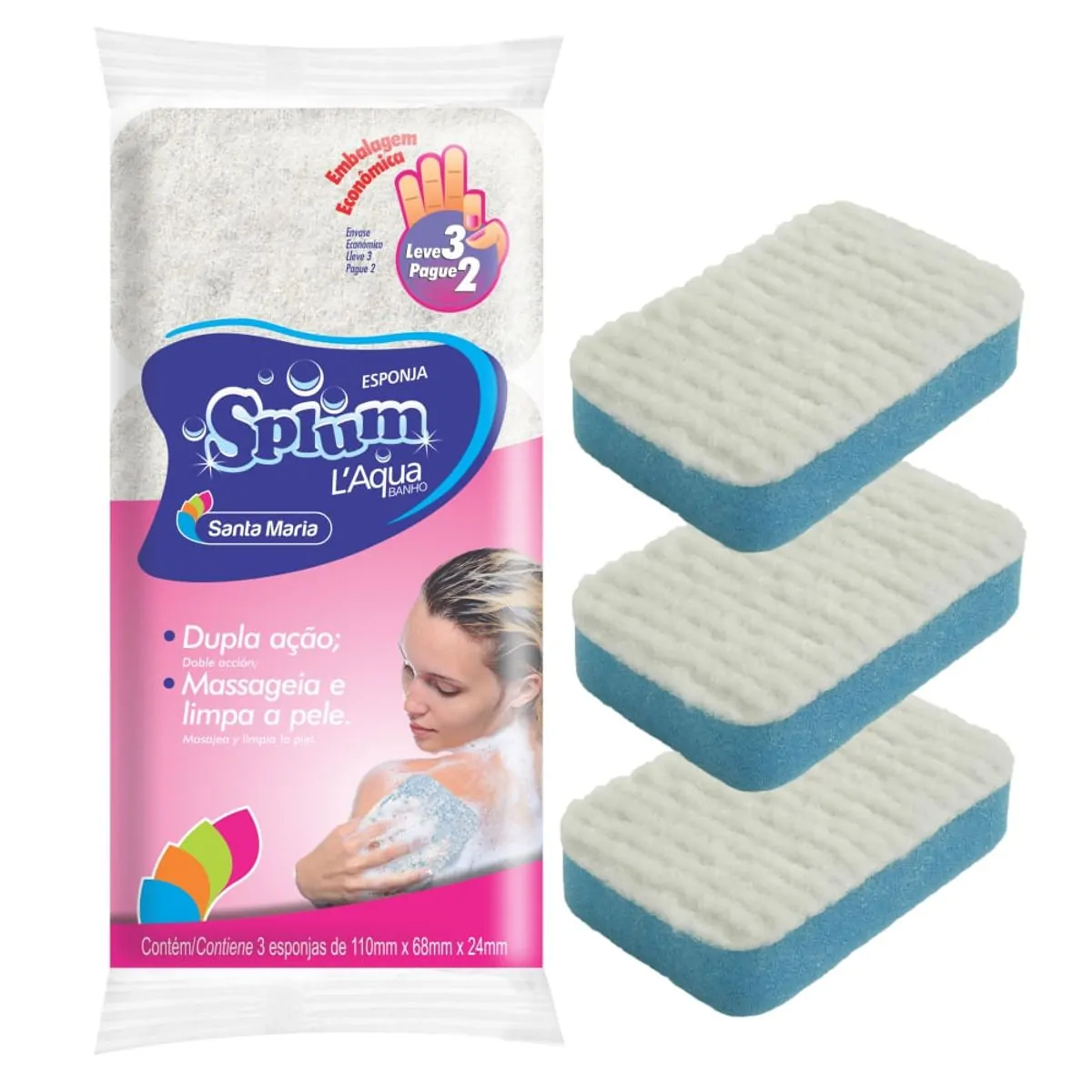 Imagem do produto ESPONJA DE BANHO SANTA CLARA AQUA LEVE 3 PAGUE 2