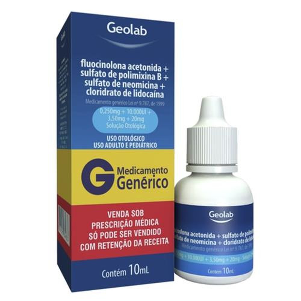 Thumbnail de FLUOCINOLONA ACETONIDA+NEOMICINA+POLIMIXINA+LIDOCAINA SOLUCAO OTOLOGICA FRASCO GOTAS COM 10ML