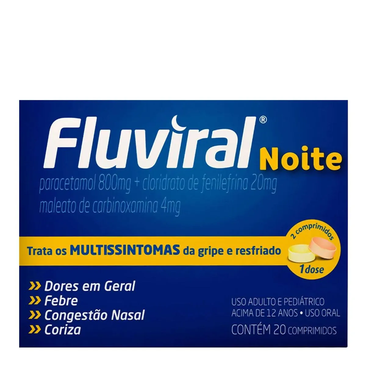 Thumbnail de FLUVIRAL NOITE 400MG+20MG CAIXA COM 20 COMPRIMIDOS