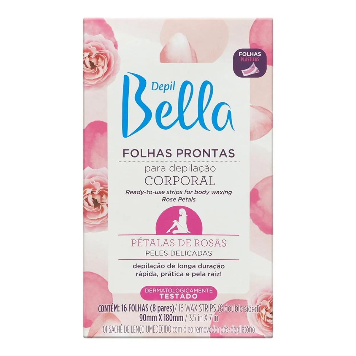 Imagem do produto FOLHAS DEPILATORIAS CORPORAIS DEPIL BELLA PETALAS COM 16 UNIDADES