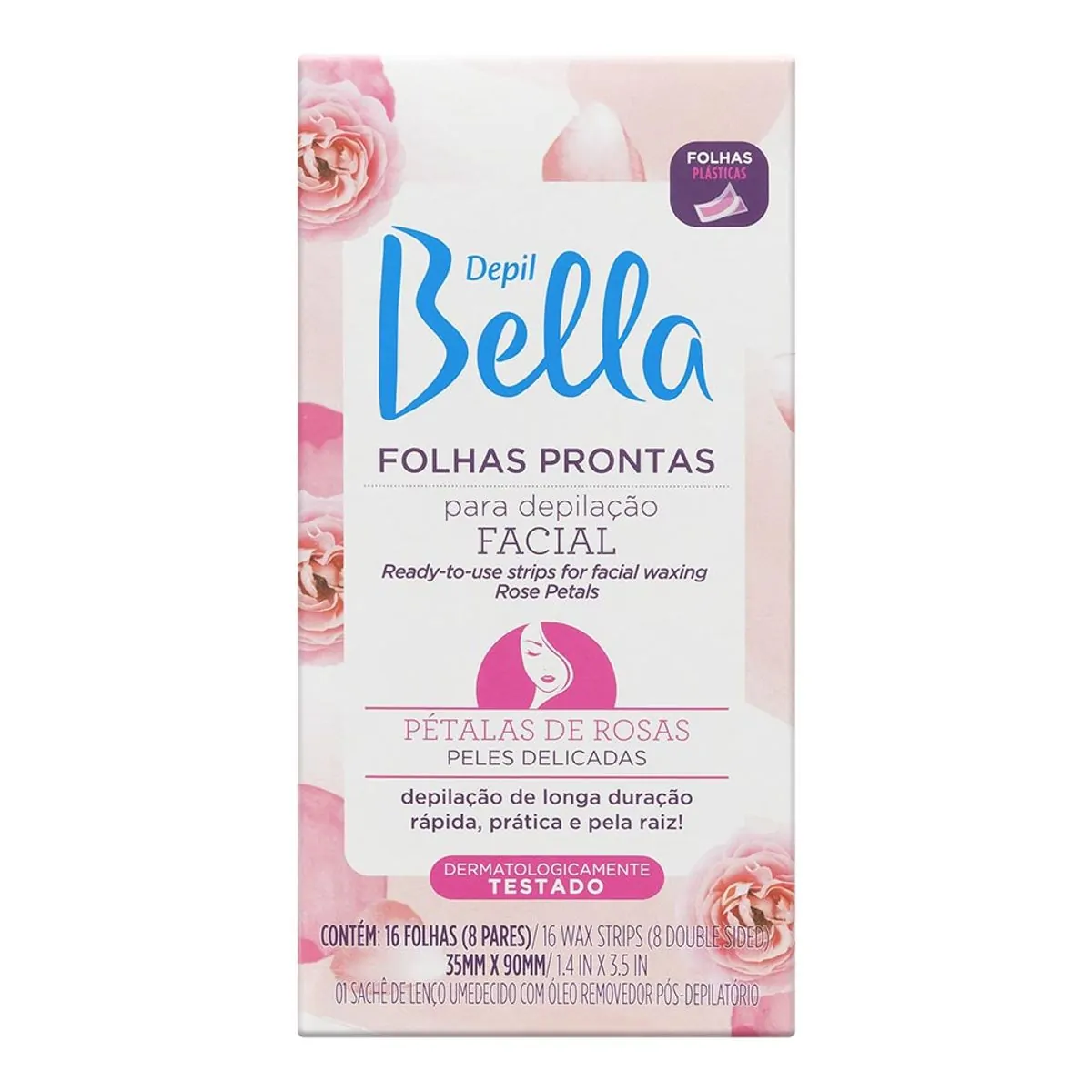 Imagem do produto FOLHAS DEPILATORIAS FACIAIS DEPIL BELLA PETALAS COM 16 UNIDADES