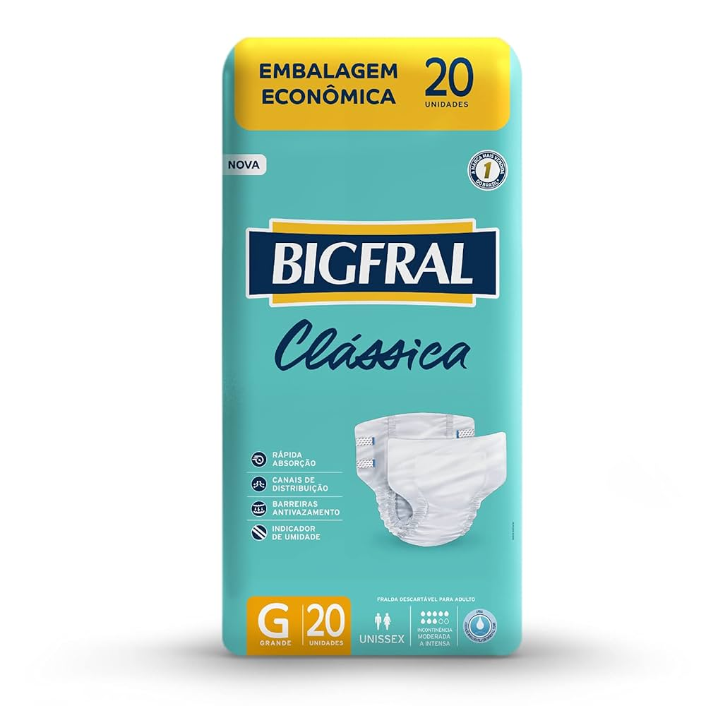 Imagem do produto FRALDA DESCARTAVEL ADULTO BIGFRAL CLASSIC TAMANHO G COM 20 UNIDADES