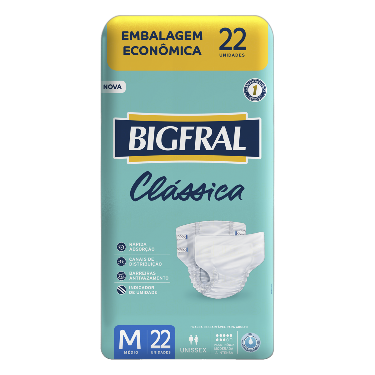 Imagem do produto FRALDA DESCARTAVEL ADULTO BIGFRAL CLASSIC TAMANHO M COM 22 UNIDADES
