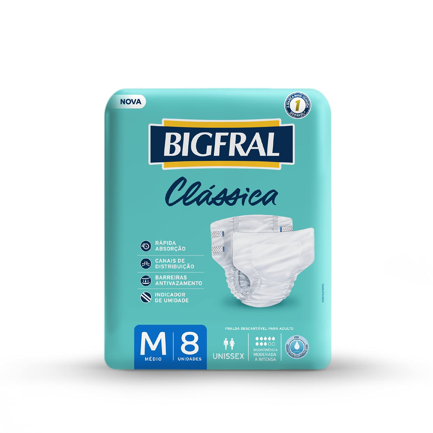 Imagem do produto FRALDA DESCARTAVEL ADULTO BIGFRAL CLASSIC TAMANHO M COM 8 UNIDADES