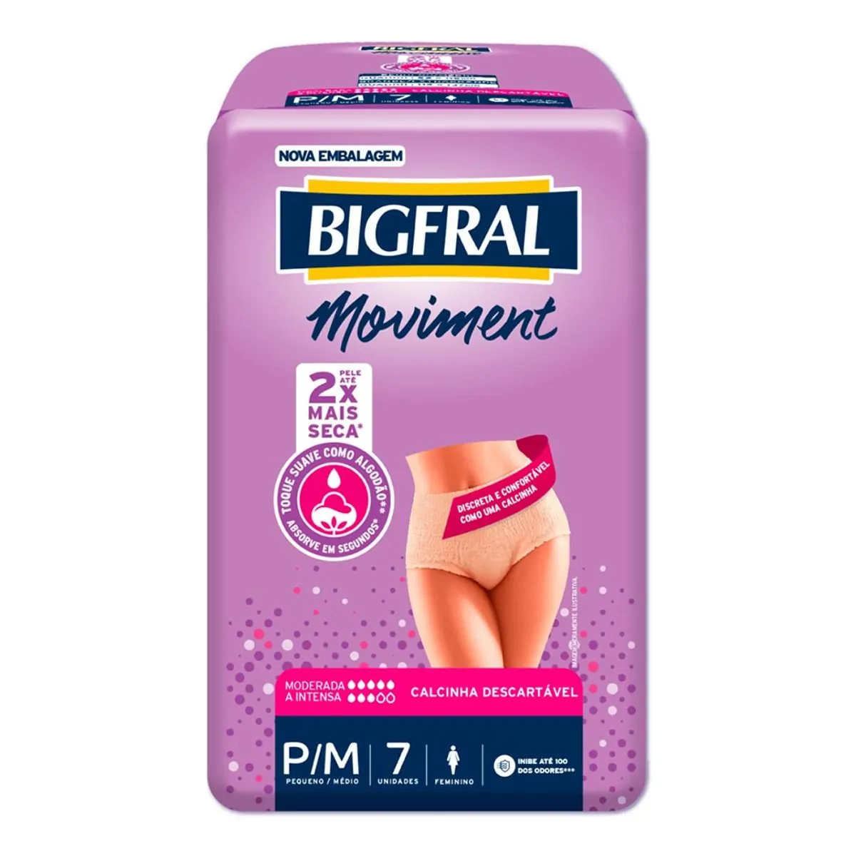 Imagem do produto FRALDA DESCARTAVEL ADULTO BIGFRAL ROUPA INTIMA TAMANHO P/M COM 7 UNIDADES
