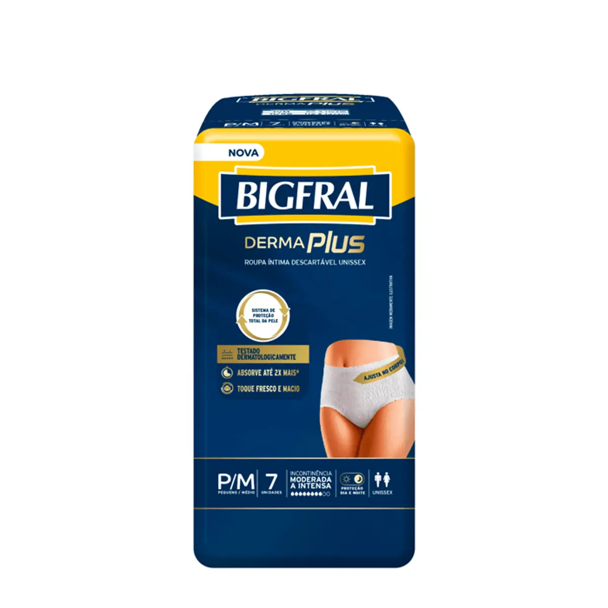 Imagem do produto FRALDA DESCARTAVEL ADULTO BIGFRAL ROUPA INTIMA TAMANHO P/M COM 7 UNIDADES