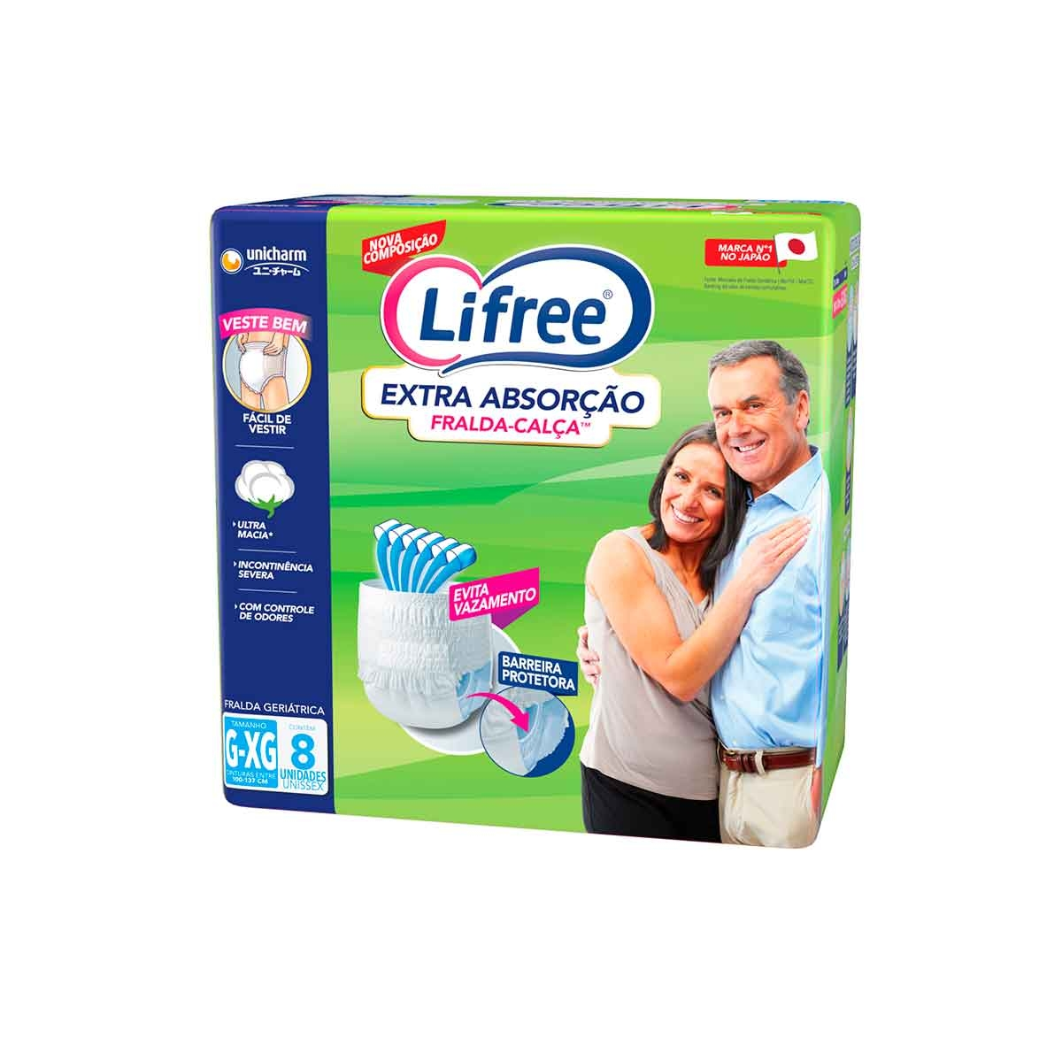 Imagem do produto FRALDA DESCARTAVEL ADULTO LIFREE EXTRA ABSORCAO TAMANHO G/XG COM 8 UNIDADES