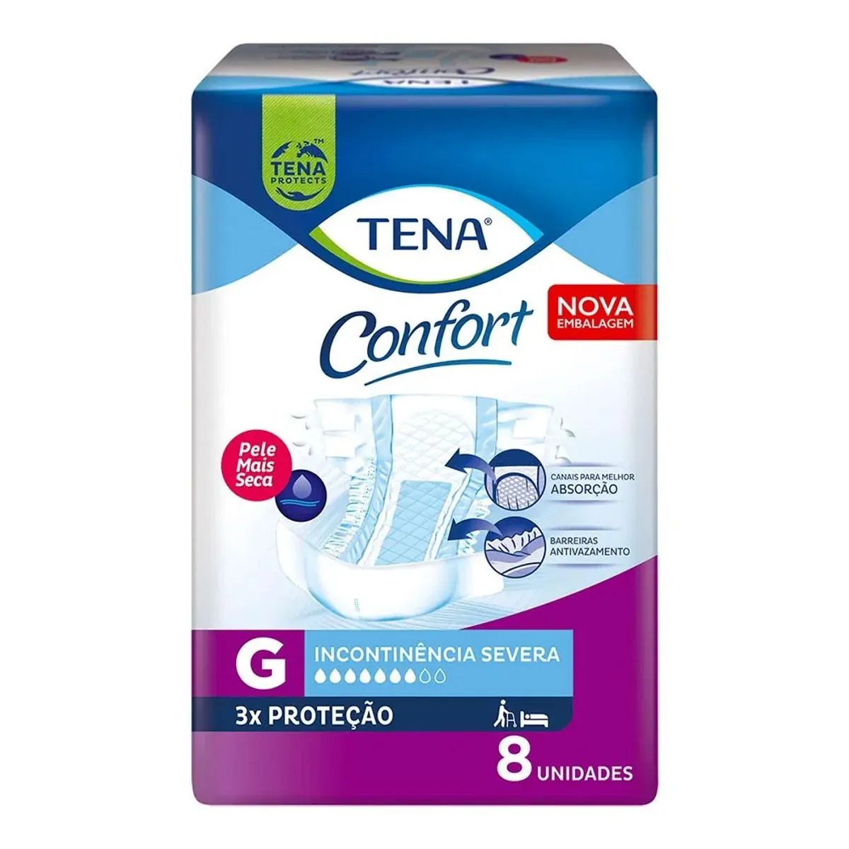 Imagem do produto FRALDA DESCARTAVEL ADULTO TENA CONFORT TAMANHO G COM 8 UNIDADES