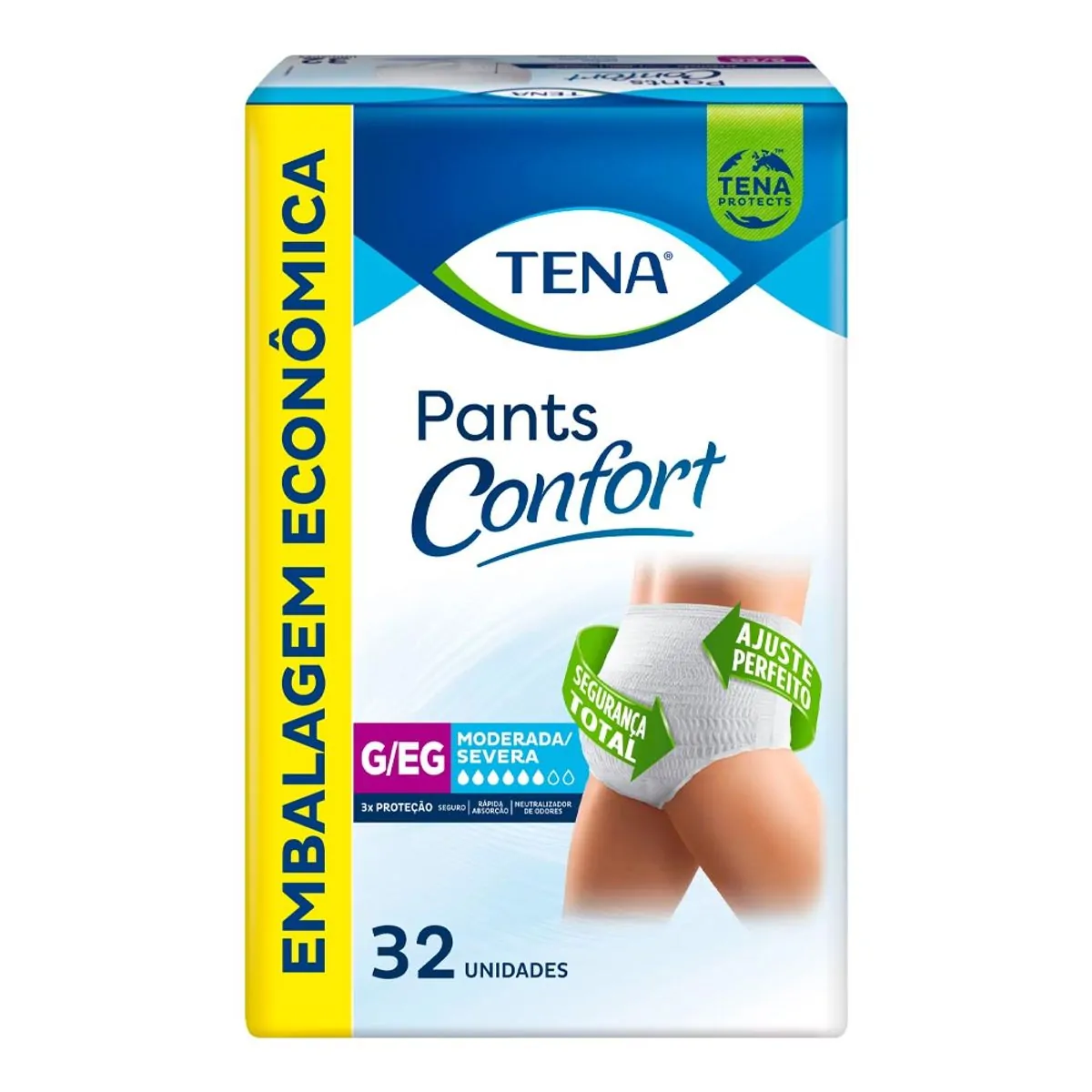 Imagem do produto FRALDA DESCARTAVEL ADULTO TENA PANTS CONFORT TAMANHO G/EG COM 32 UNIDADES