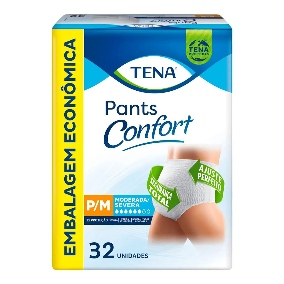 Imagem do produto FRALDA DESCARTAVEL ADULTO TENA PANTS CONFORT TAMANHO P/M COM 32 UNIDADES