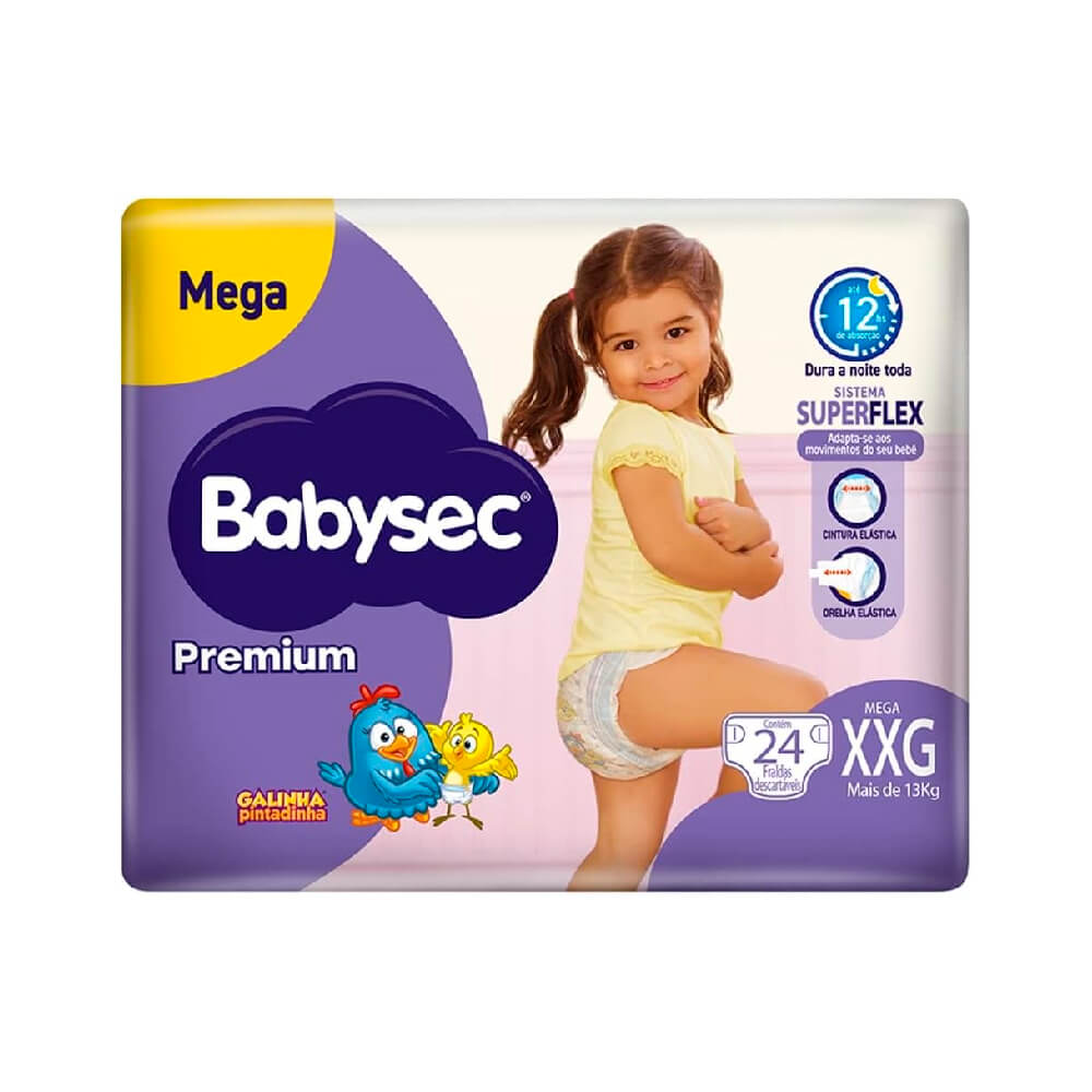 Thumbnail de FRALDA DESCARTAVEL BABYSEC PREMIUM MEGA TAMANHO XXG COM 24 UNIDADES