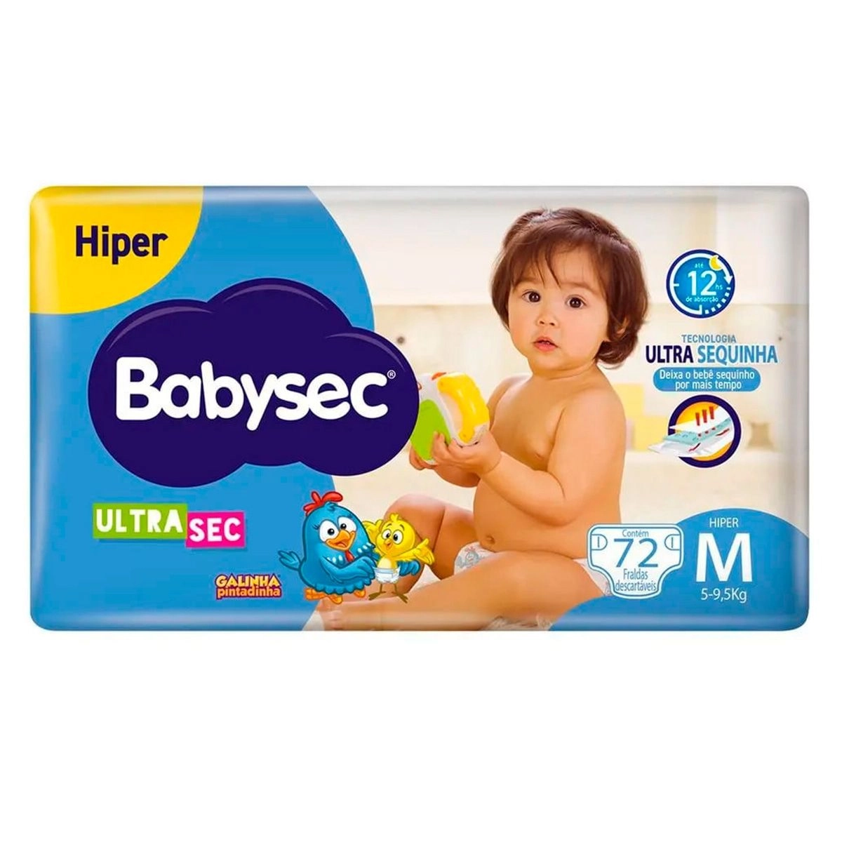 Imagem do produto FRALDA DESCARTAVEL BABYSEC ULTRA HIPER TAMANHO M COM 72 UNIDADES