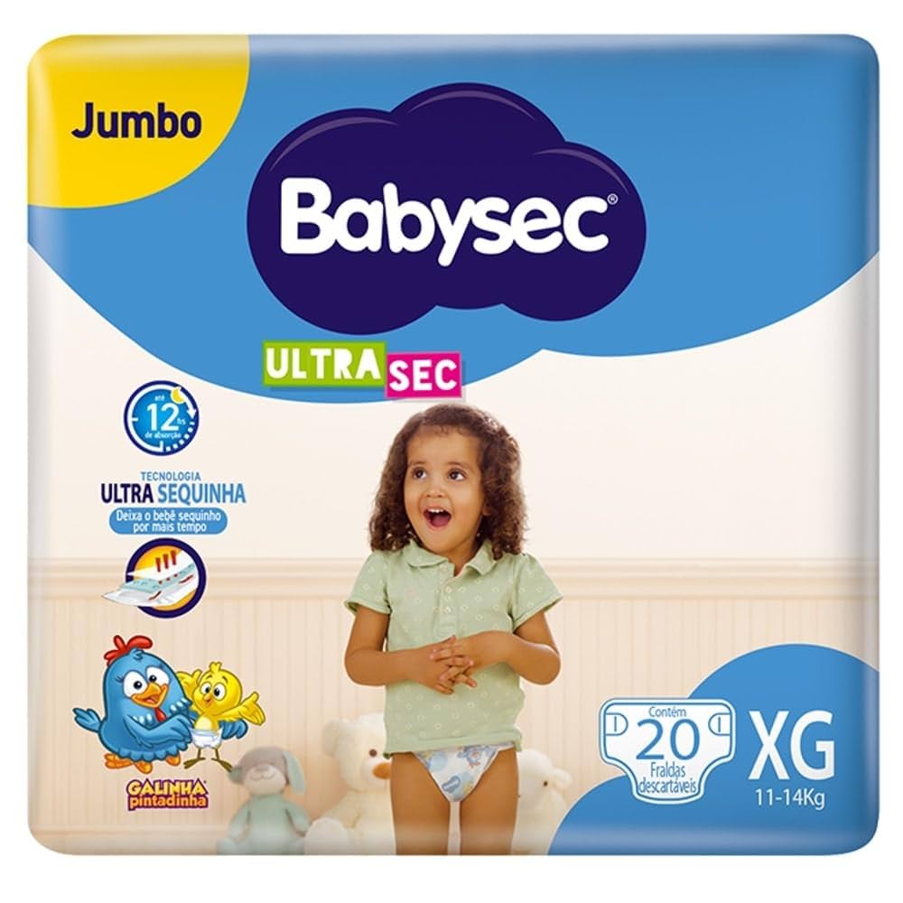 Imagem do produto FRALDA DESCARTAVEL BABYSEC ULTRA SHORT MEGA TAMANHO XG COM 20 UNIDADES