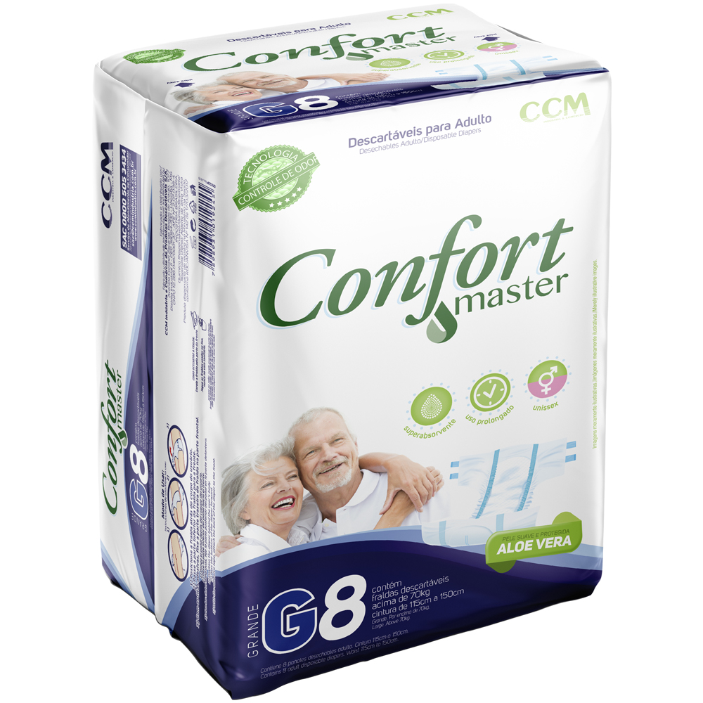 Imagem do produto FRALDA DESCARTAVEL GERIATRICA CONFORT MASTER TAMANHO G COM 8 UNIDADES