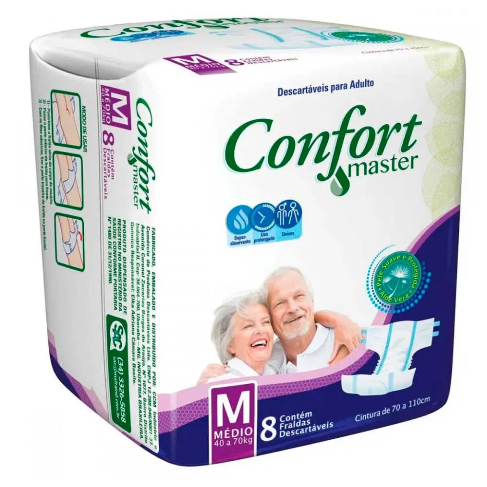Imagem do produto FRALDA DESCARTAVEL GERIATRICA CONFORT MASTER TAMANHO M COM 8 UNIDADES