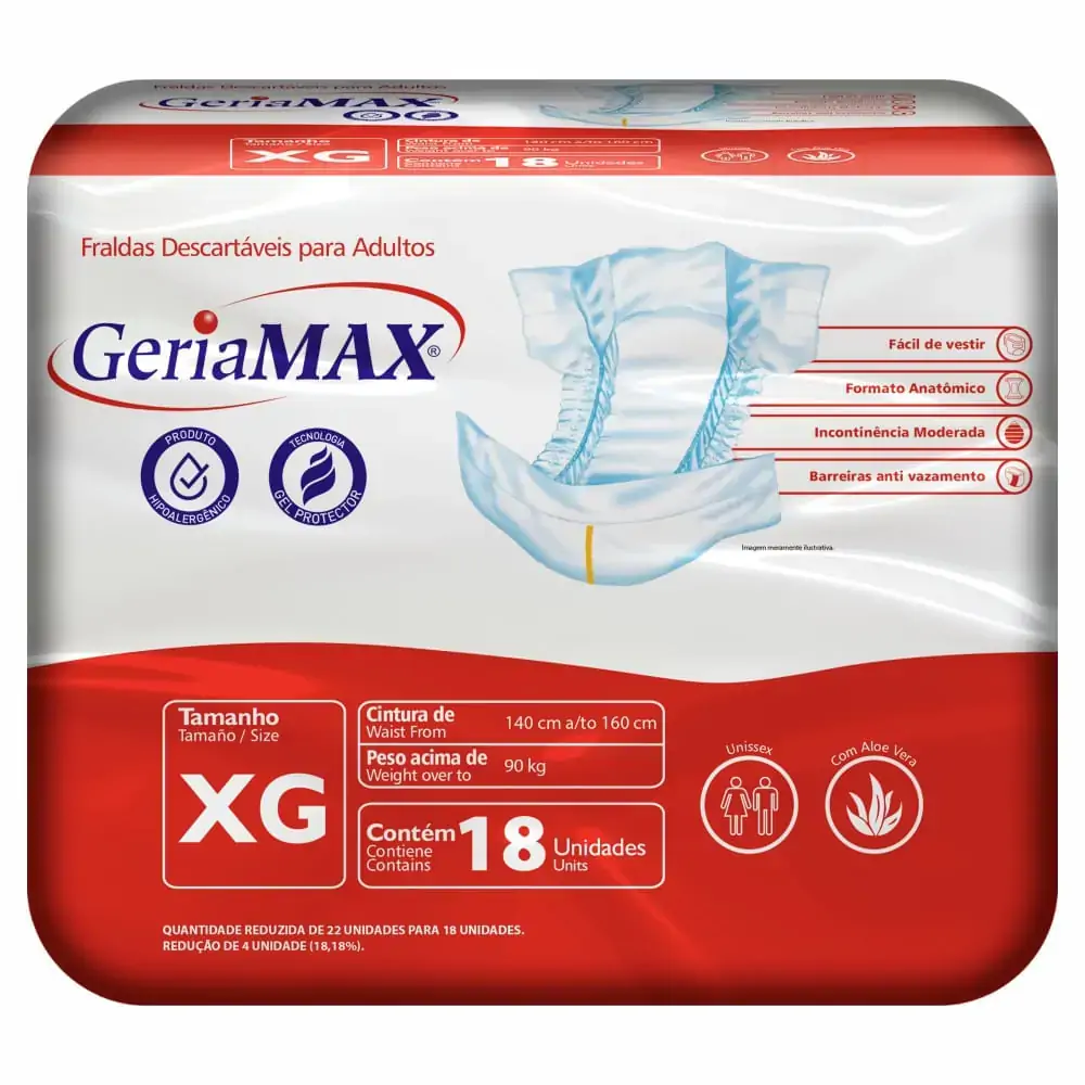 Imagem do produto FRALDA DESCARTAVEL GERIATRICA GERIAMAX ECONOMICA TAMANHO XG COM 18 UNIDADES