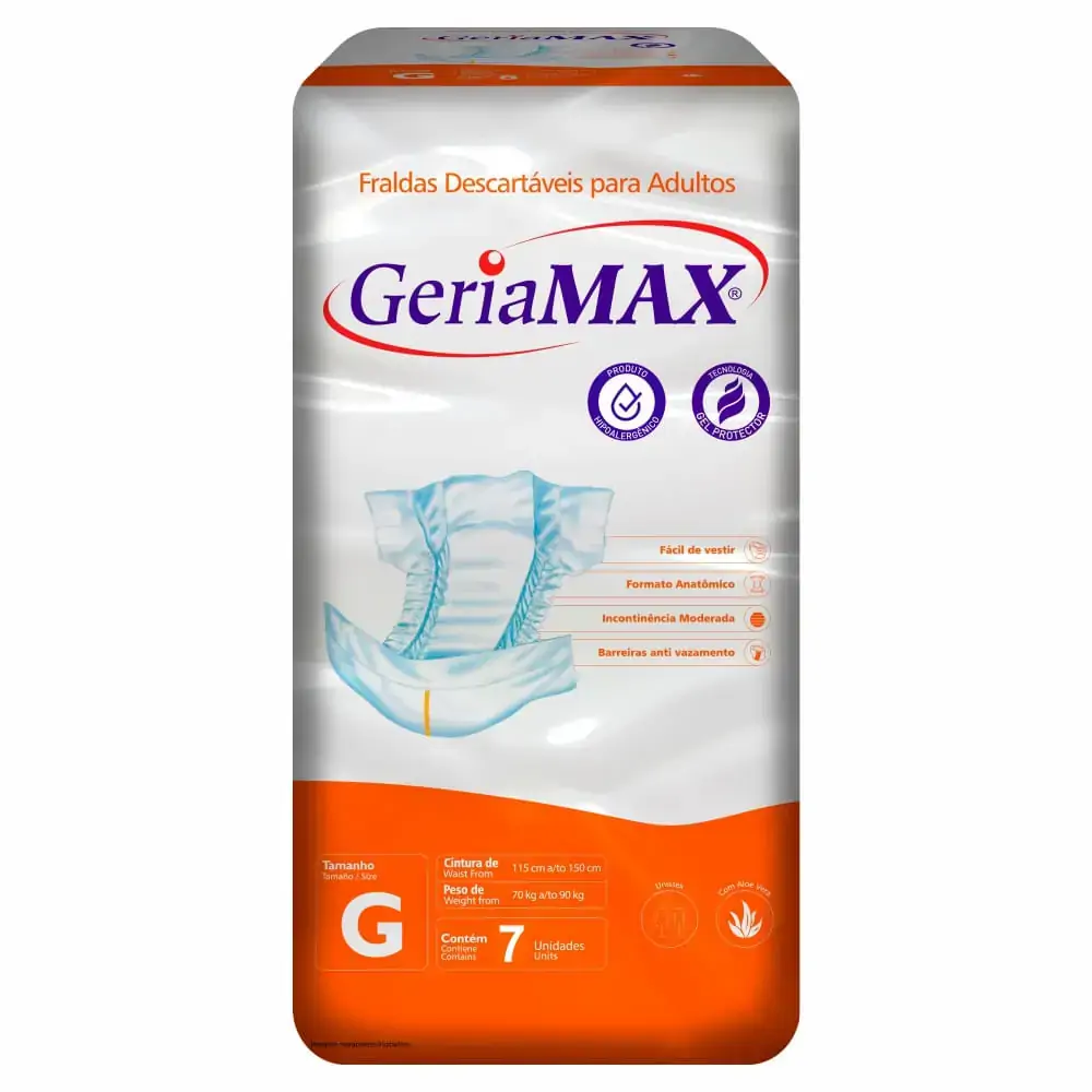 Imagem do produto FRALDA DESCARTAVEL GERIATRICA GERIAMAX TAMANHO G COM 7 UNIDADES