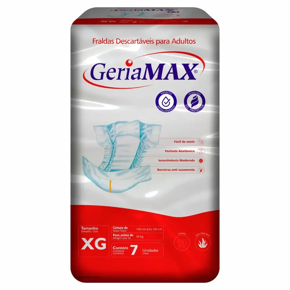 Imagem do produto FRALDA DESCARTAVEL GERIATRICA GERIAMAX TAMANHO XG COM 7 UNIDADES