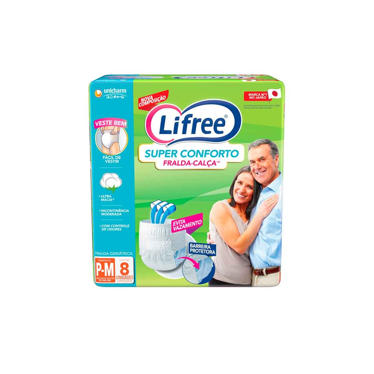 Imagem do produto FRALDA DESCARTAVEL GERIATRICA LIFREE CALCA SUPER CONFORTAVEL TAMANHO P/M COM 8 UNIDADES