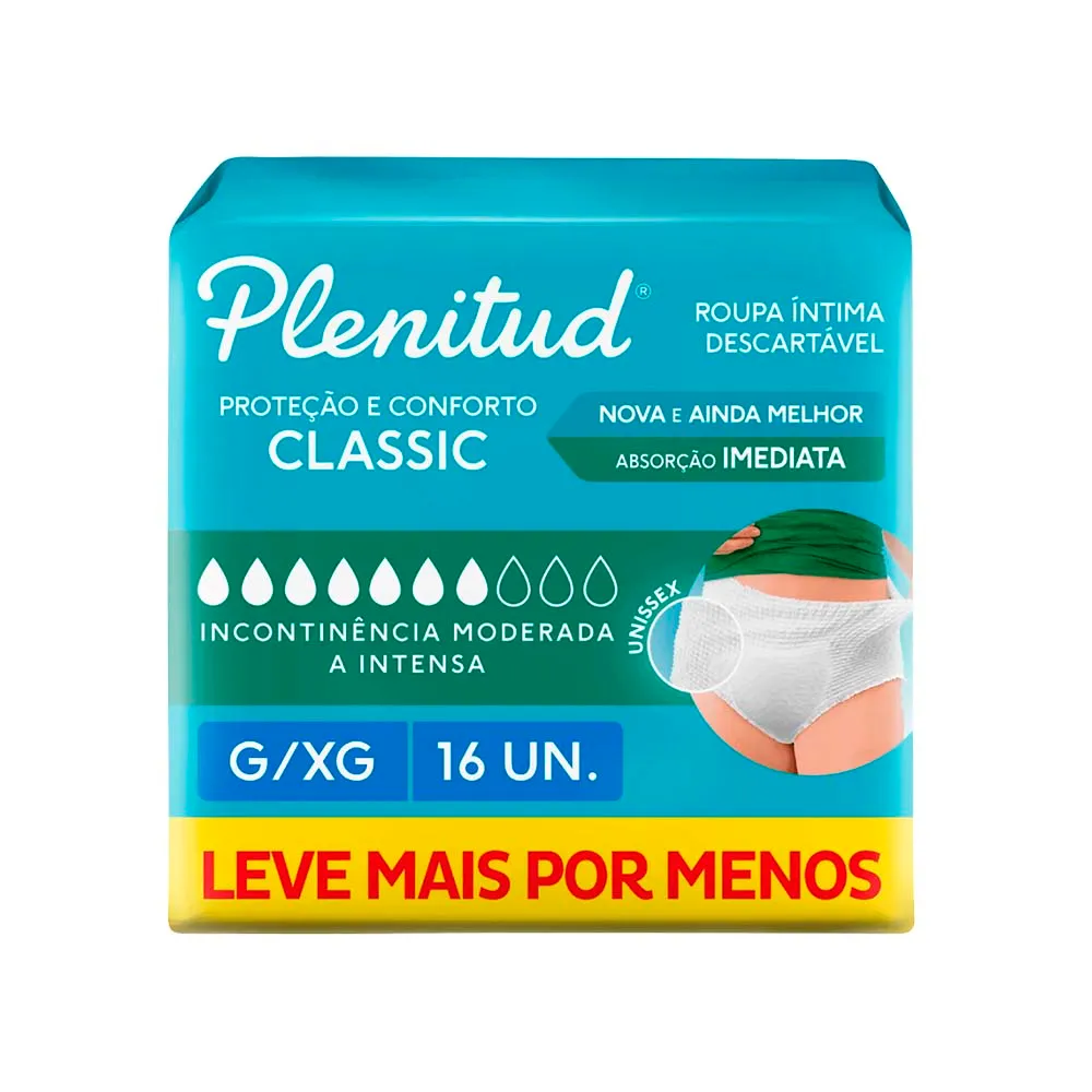 Imagem do produto FRALDA DESCARTAVEL GERIATRICA PLENITUD CLASSIC TAMANHO G/XG COM 16 UNIDADES
