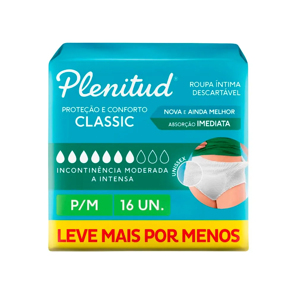 Imagem do produto FRALDA DESCARTAVEL GERIATRICA PLENITUD CLASSIC TAMANHO P/M COM 16 UNIDADES