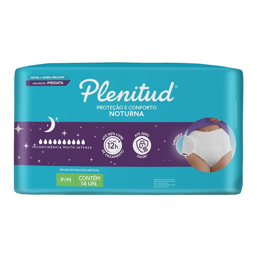Imagem do produto FRALDA DESCARTAVEL GERIATRICA PLENITUD NOTURNA TAMANHO P/M COM 14 UNIDADES