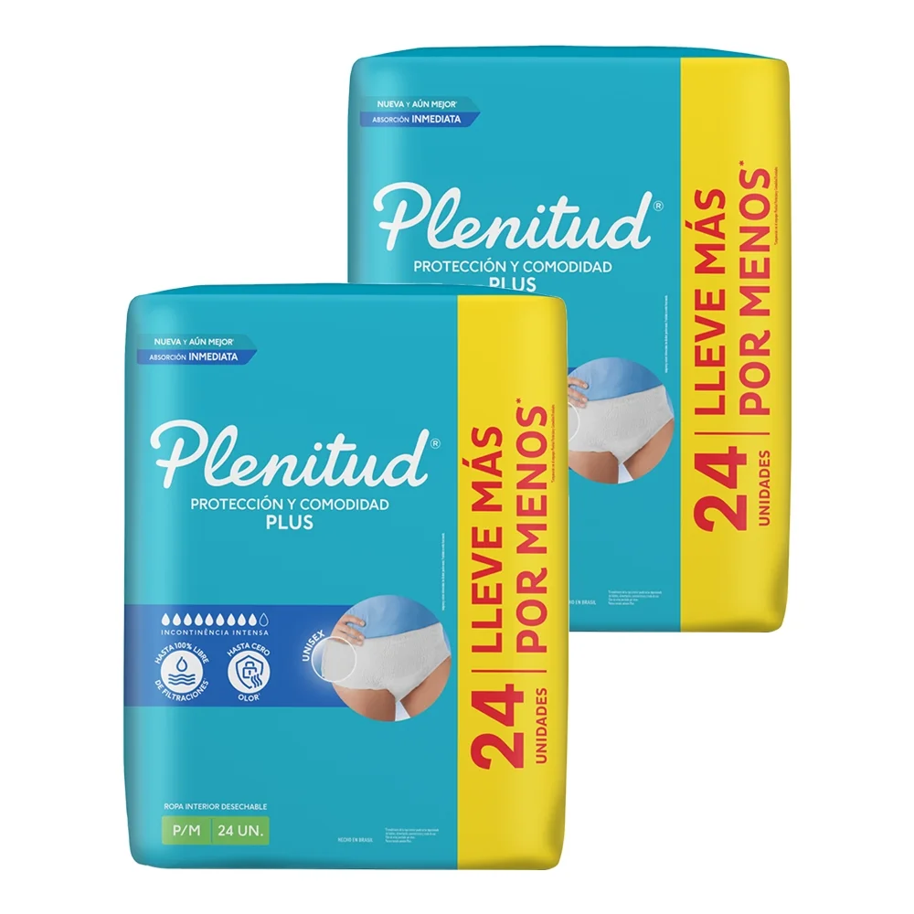 Imagem do produto FRALDA DESCARTAVEL GERIATRICA PLENITUD PLUS TAMANHO P/M COM 24 UNIDADES
