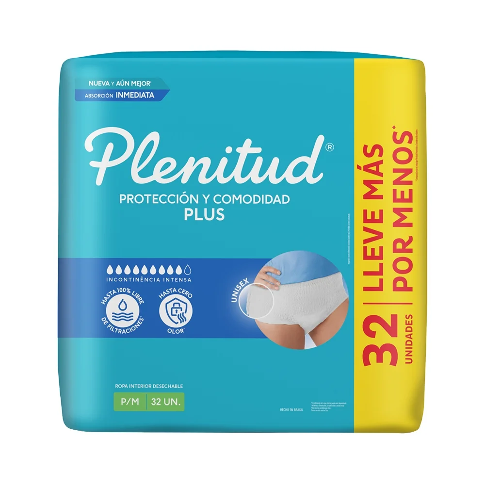 Imagem do produto FRALDA DESCARTAVEL GERIATRICA PLENITUD PLUS TAMANHO P/M COM 32 UNIDADES