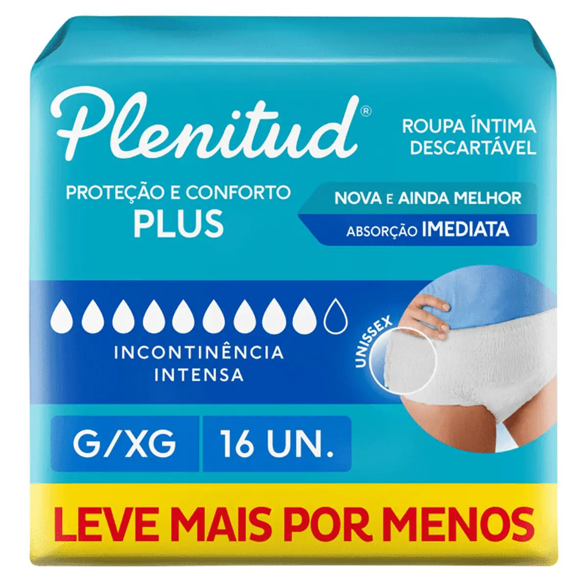 Imagem do produto FRALDA DESCARTAVEL GERIATRICA PLENITUD PROTECAO PLUS TAMANHO G/XG COM 16 UNIDADES
