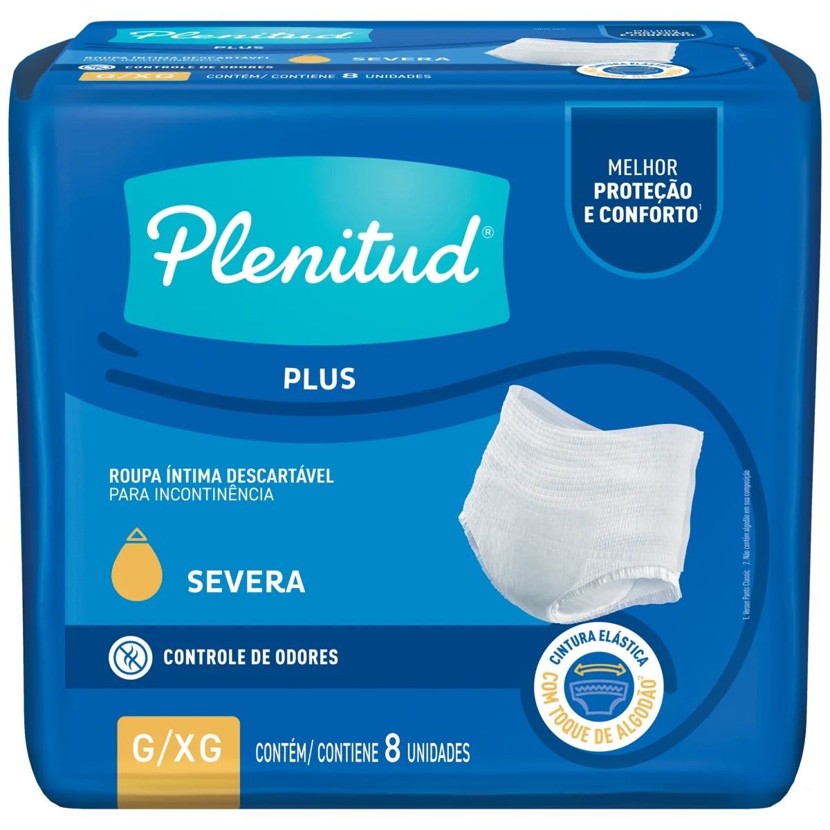 Imagem do produto FRALDA DESCARTAVEL GERIATRICA PLENITUD PROTECAO PLUS TAMANHO G/XG COM 8 UNIDADES