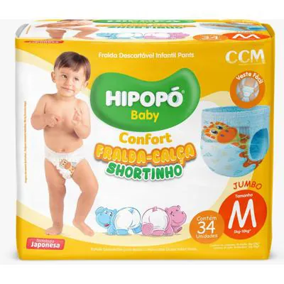 Imagem do produto FRALDA DESCARTAVEL HIPOPO ROUPINHA CONFORT JUMBO TAMANHO M COM 34 UNIDADES