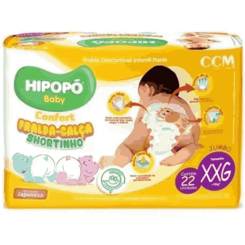 FRALDA DESCARTAVEL HIPOPO ROUPINHA CONFORT JUMBO TAMANHO XXG COM 22 UNIDADES