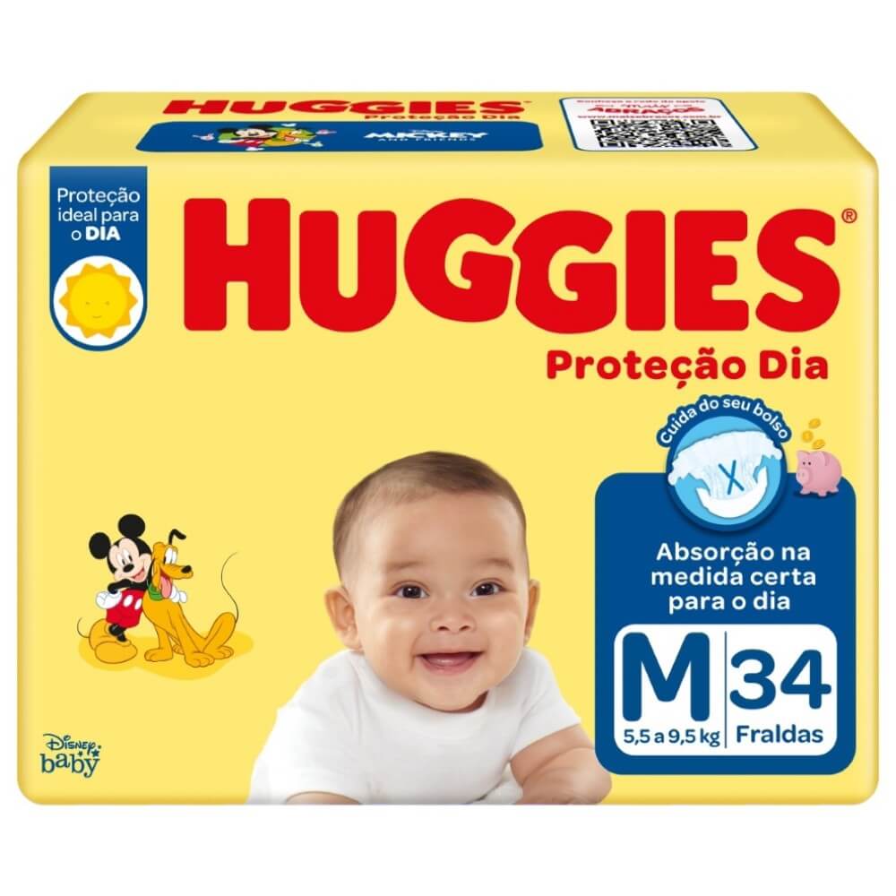 Imagem do produto FRALDA DESCARTAVEL HUGGIES PROTECAO DIA JUMBO TAMANHO M COM 34 UNIDADES