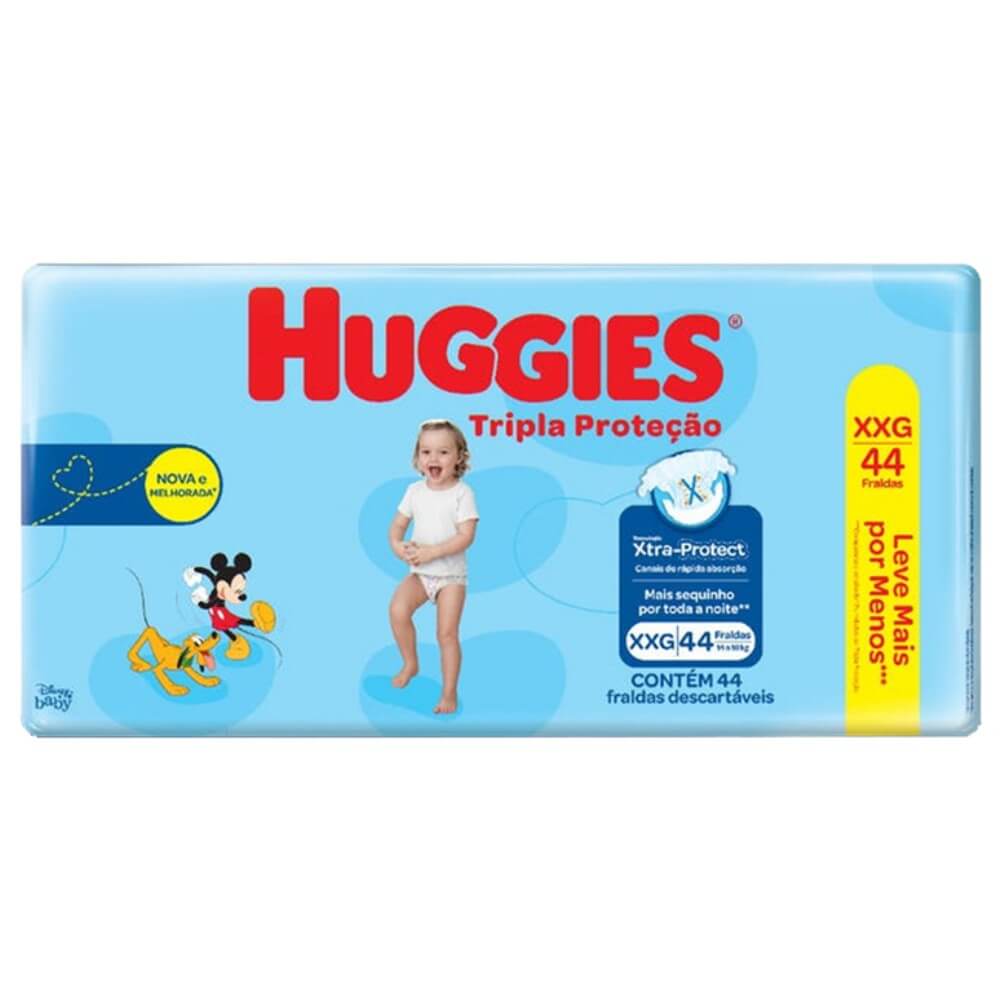 Imagem do produto FRALDA DESCARTAVEL HUGGIES PROTECAO DIA MEGA TAMANHO XXG COM 44 UNIDADES
