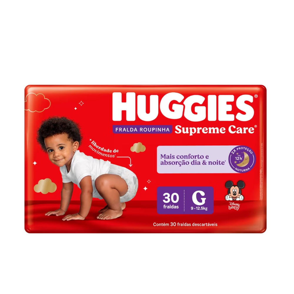 Thumbnail de FRALDA DESCARTAVEL HUGGIES ROUPINHA SUPREME CARE TAMANHO G COM 30 UNIDADES