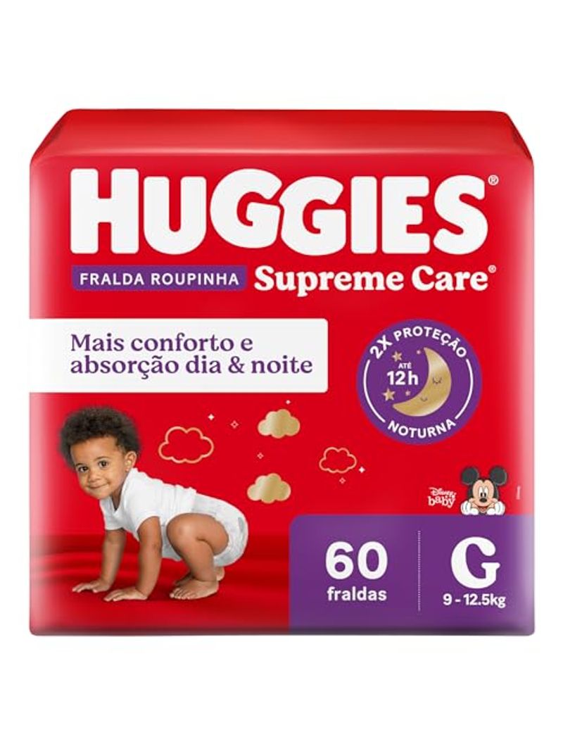 Thumbnail de FRALDA DESCARTAVEL HUGGIES SUPREME CARE ROUPINHA HIPER TAMANHO G COM 60 UNIDADES