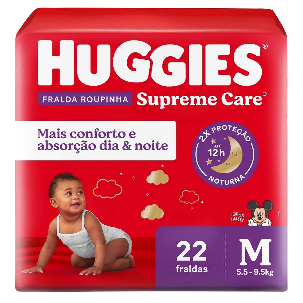 Imagem do produto FRALDA DESCARTAVEL HUGGIES SUPREME CARE ROUPINHA JUMBINHO TAMANHO M COM 22 UNIDADES