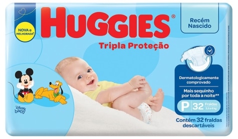 Imagem do produto FRALDA DESCARTAVEL HUGGIES TRIPLA PROTECAO JUMBINHO TAMANHO RN COM 32 UNIDADES