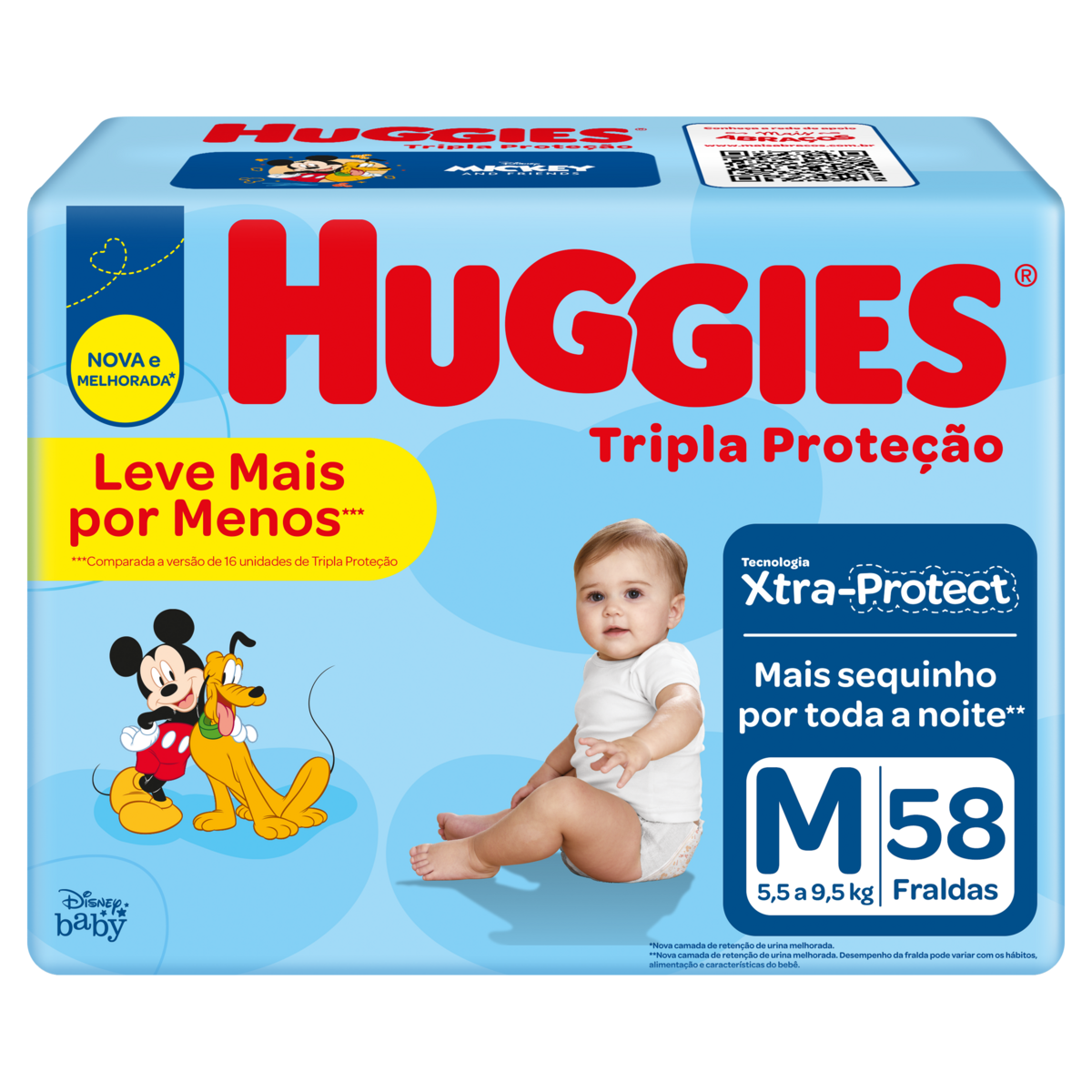 Imagem do produto FRALDA DESCARTAVEL HUGGIES TRIPLA PROTECAO MEGA TAMANHO M COM 58 UNIDADES